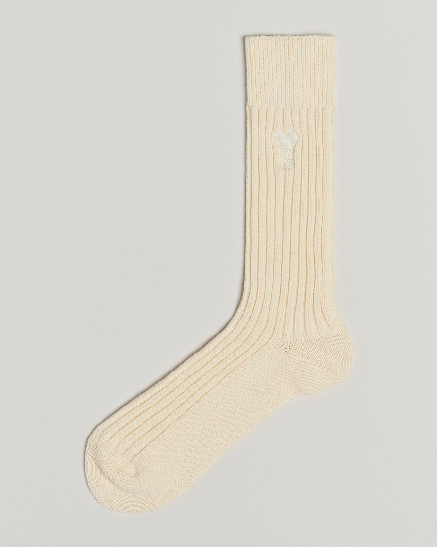 Herre | | AMI | Logo Ribbed Sock Off White