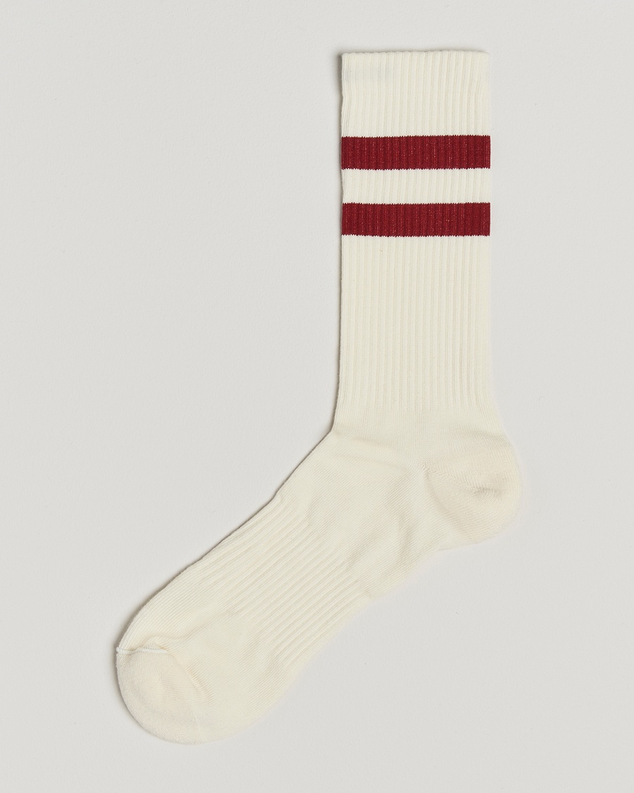Sweyd Two Stripe Cotton Socks White/Red – Hvid