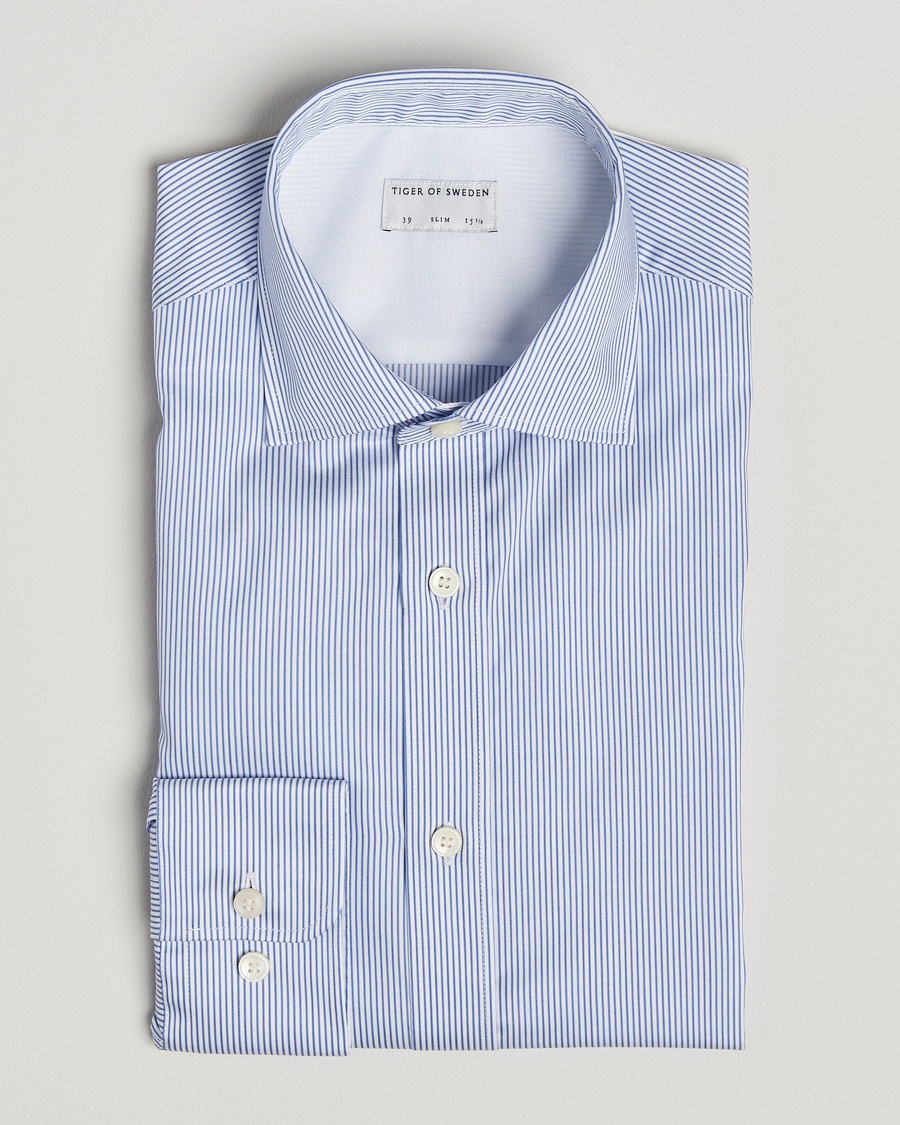 Tiger of Sweden Adley Cotton Striped Shirt Blue – Blå