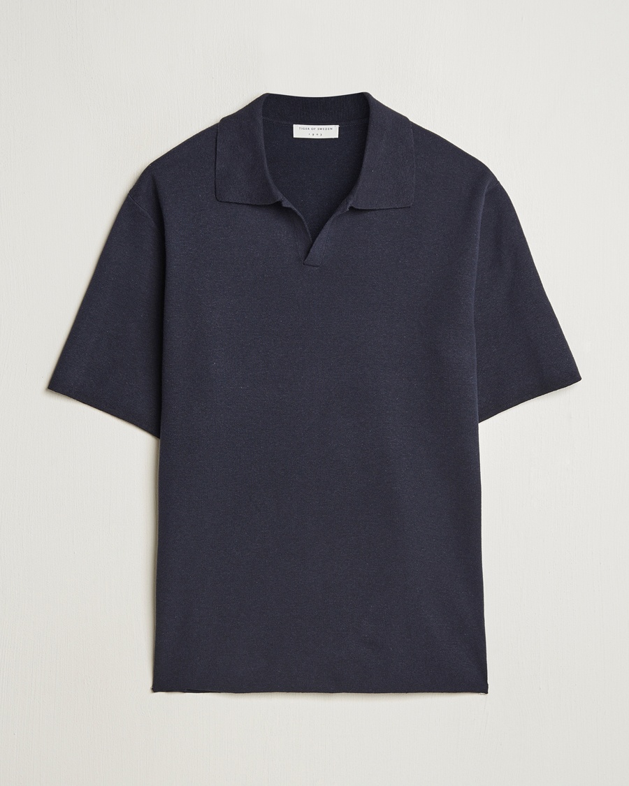 Tiger of Sweden Maelon Cotton/Linen Polo Light Ink – Blå