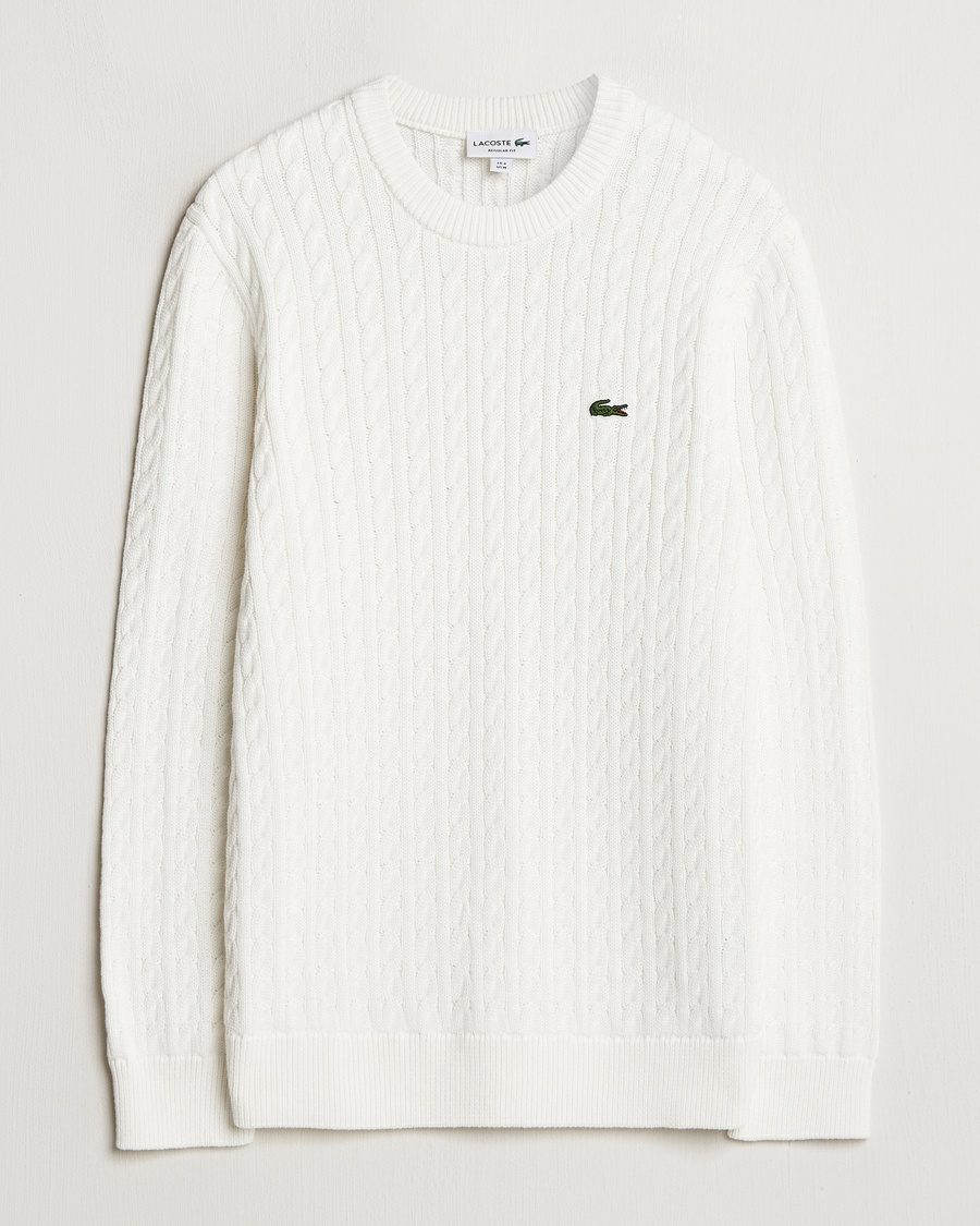 Lacoste Cotton Cable Sweater Flour – Hvid