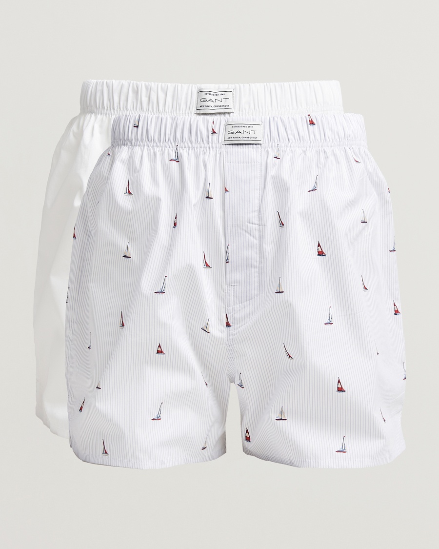 Herre | Afdelinger | GANT | 2-Pack Boxer Shorts White/Blue