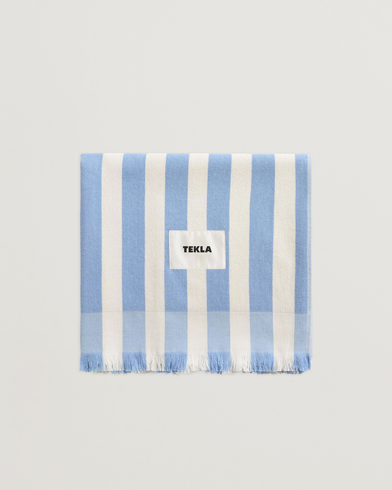 TeklaOrganic Terry Beach TowelMoro Stripes – Blå