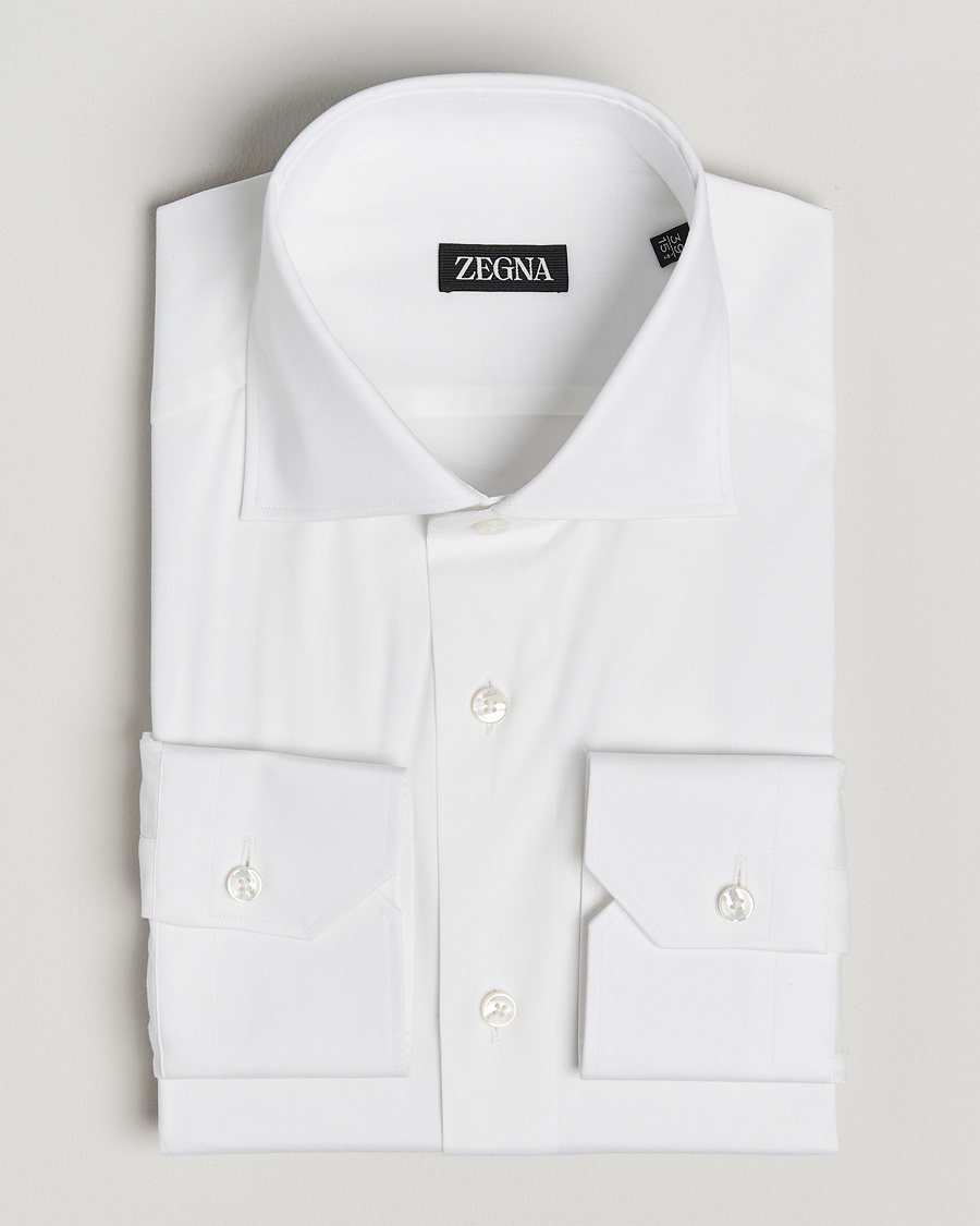 Zegna Slim Fit Cotton Dress Shirt White – Hvid
