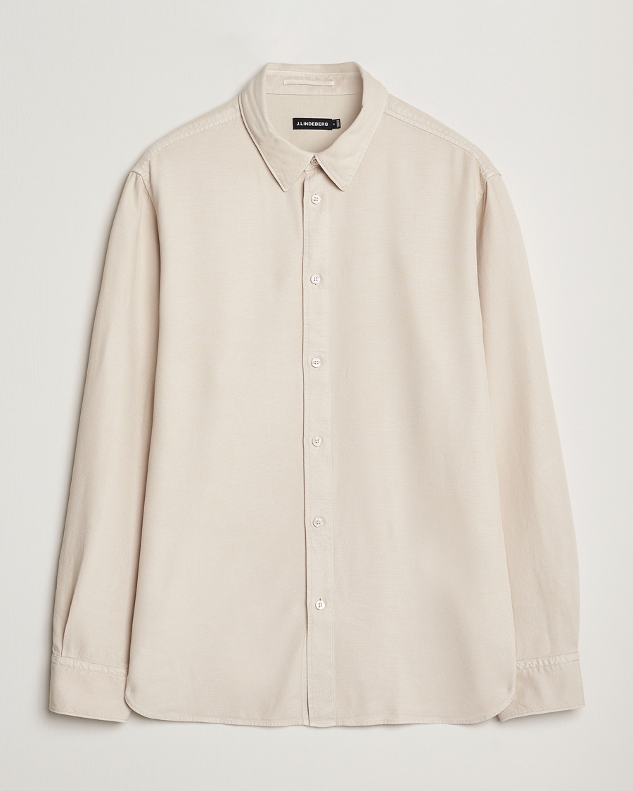 Herre |  | J.Lindeberg | Garment Dyed Structure Tencel Shirt Moonbeam