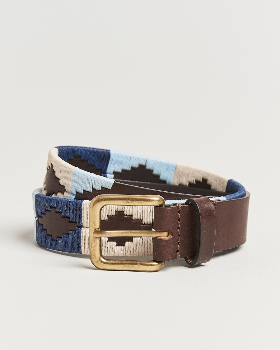 Herre | | Pampeano | Sereno Hand Stitched Classic Leather Belt 3,5cm Blue