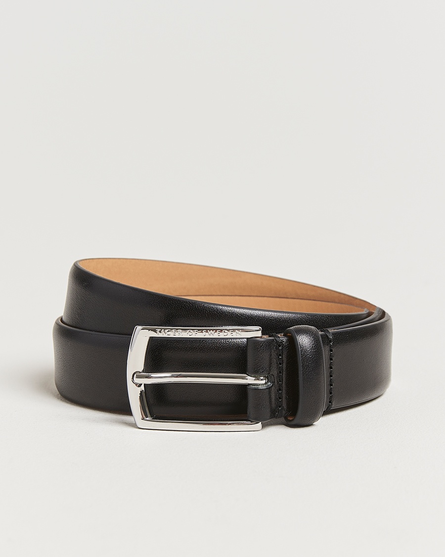 Tiger of Sweden Asenby Leather 3 cm Belt Black – Sort