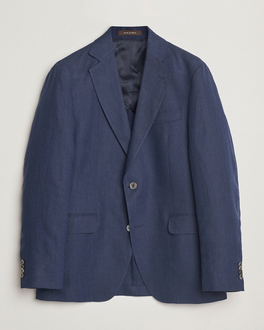 Oscar Jacobson Ferry Soft Linen Blazer Navy – Blå