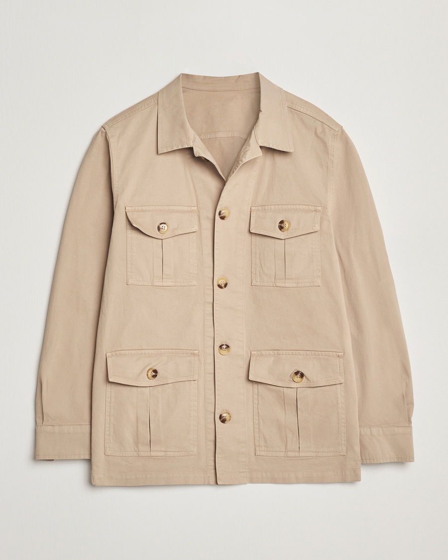Oscar Jacobson Safari Cotton Shirt Jacket Beige – Beige