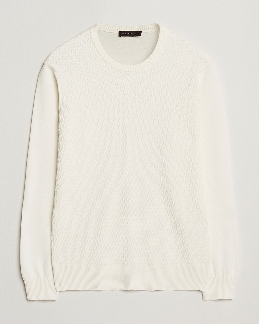 Herre | Trøjer | Oscar Jacobson | Blake Knitted Cotton Crew White