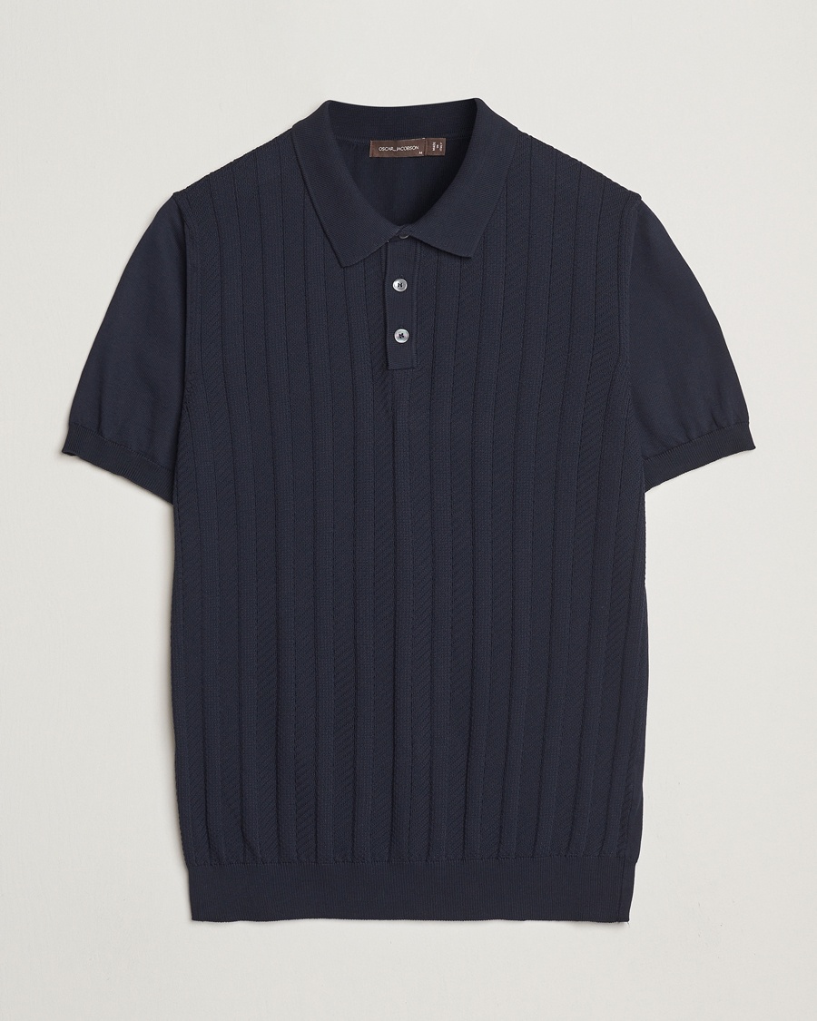 Herre | | Oscar Jacobson | Barto Structured Cotton Polo Navy