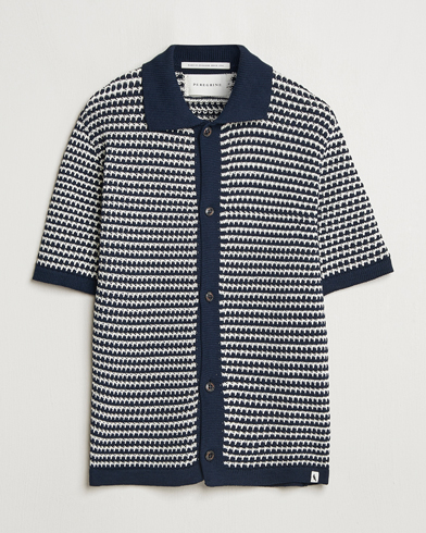 Herre | Peregrine | Peregrine | Island Crochet Knitted Shirt Navy