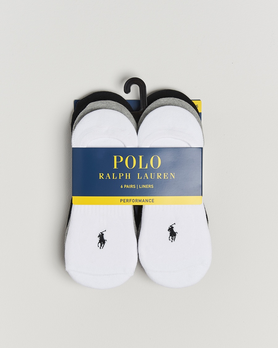 Polo Ralph Lauren 6-Pack No Show Big Pony Pony Socks Black/White/Grey – Grå