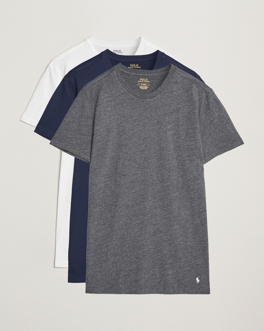 Polo Ralph Lauren 3-Pack Crew Neck T-Shirt Navy/Grey/White – Blå