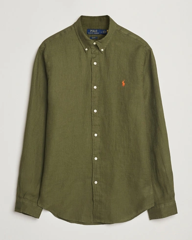 Polo Ralph Lauren Slim Fit Linen Shirt New Olive – Grøn