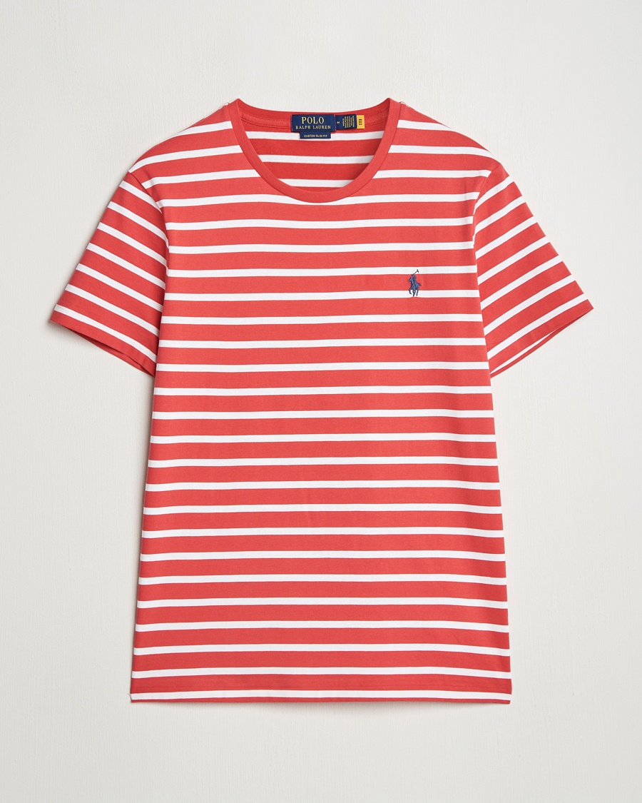  Custom Slim Fit Striped T-Shirt Spring Red/White