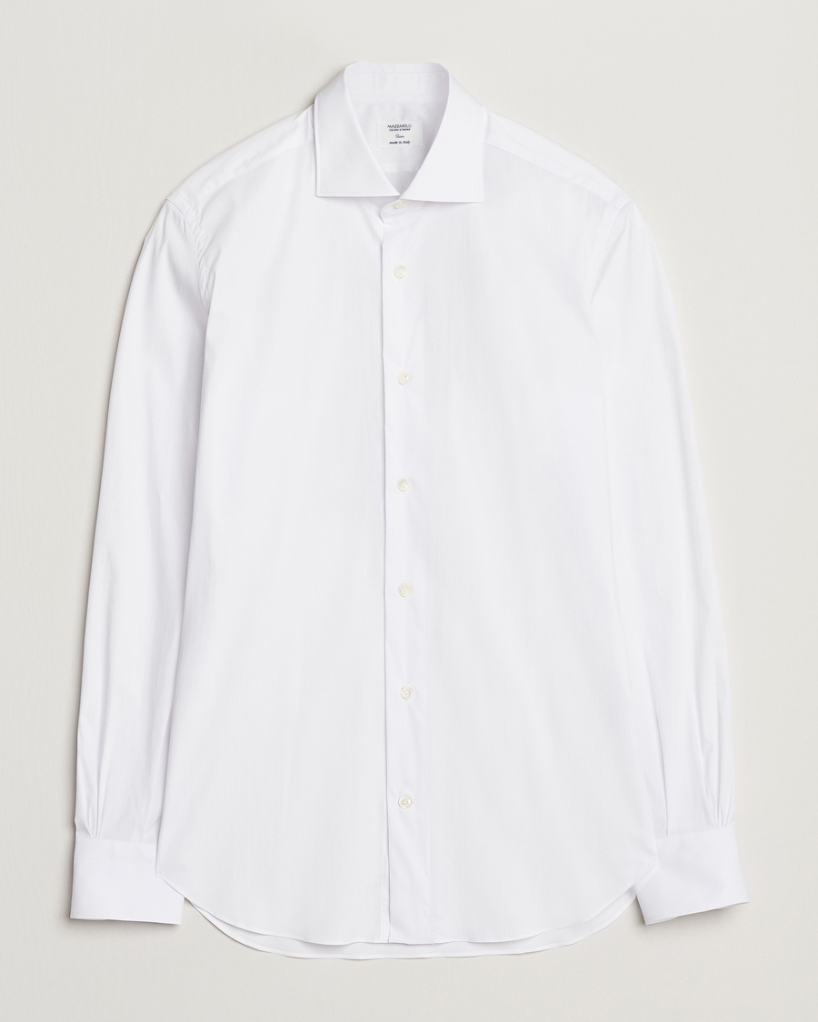 Herre | | Mazzarelli | Soft Cotton Cut Away Shirt White