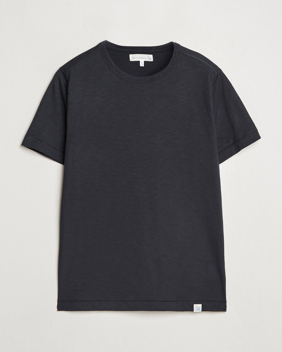 Herre | | Merz b. Schwanen | Organic Pima Cotton Slub Crew Neck T-Shirt Black