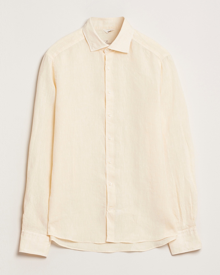 Herre | | Stenströms | Slimline Cut Away Linen Shirt Light Yellow