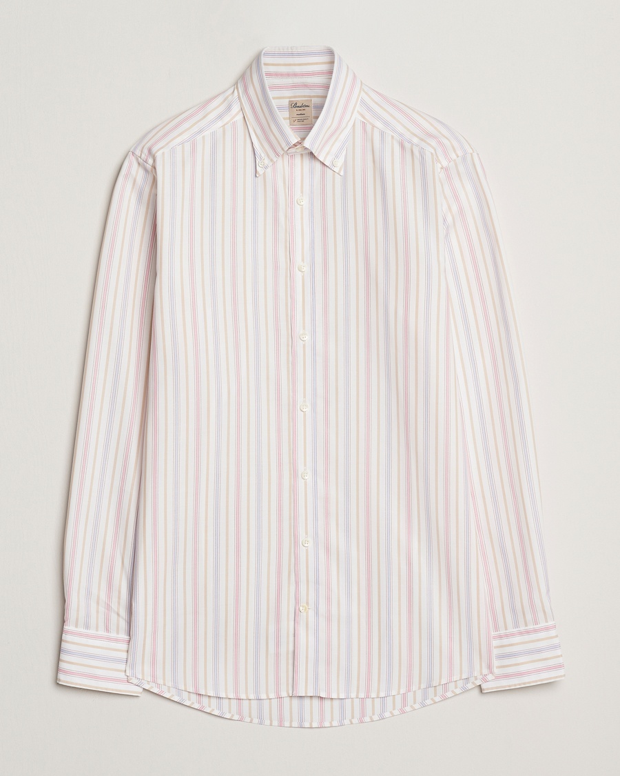 Herre | | Stenströms | Slimline Multi Striped Oxford Shirt White