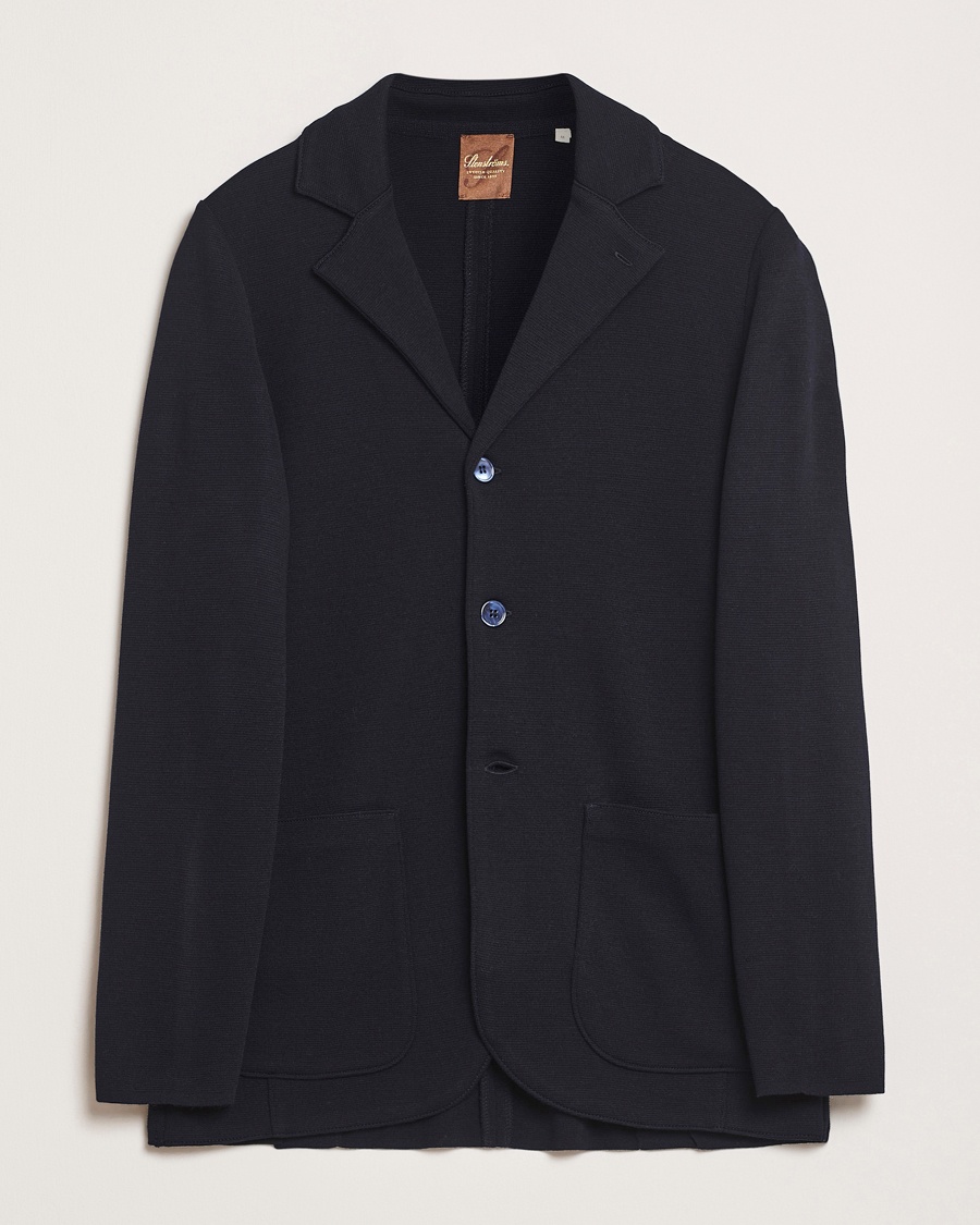 Stenströms Milano Knitted Merino Blazer Navy – Blå
