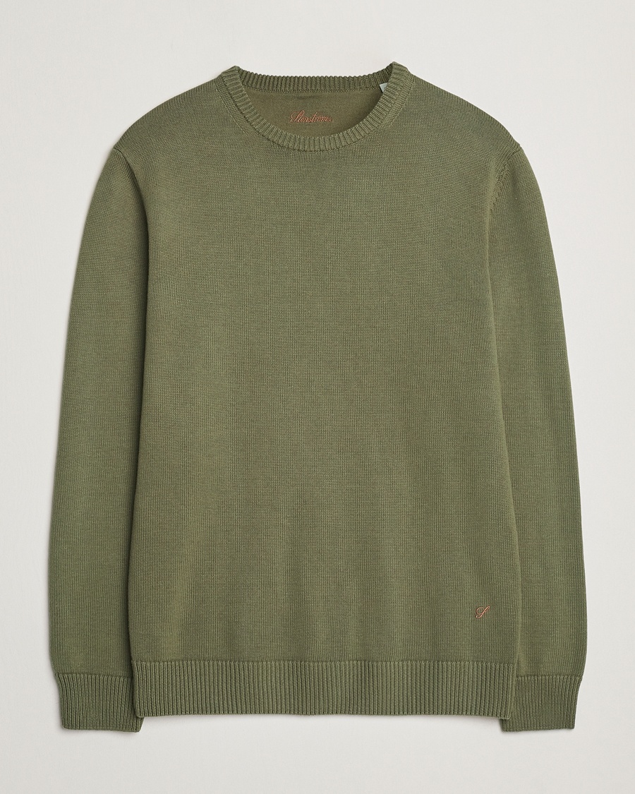 Stenströms Organic Cotton Knitted Sweater Olive – Grøn