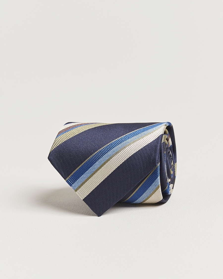 Herre |  | Stenströms | Striped Silk Tie Navy