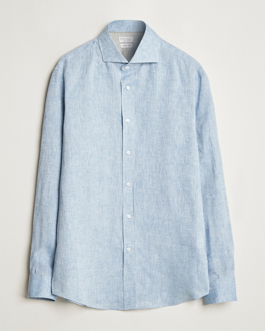 Herre | | Brunello Cucinelli | Easy Fit Linen Shirt Light Blue