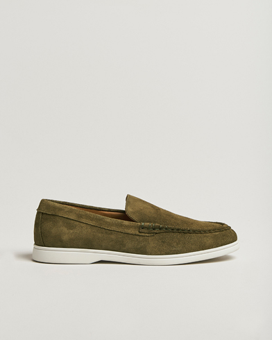 Herre | Nyheder | Charles Tyrwhitt | Suede Slip On Loafers Olive Green