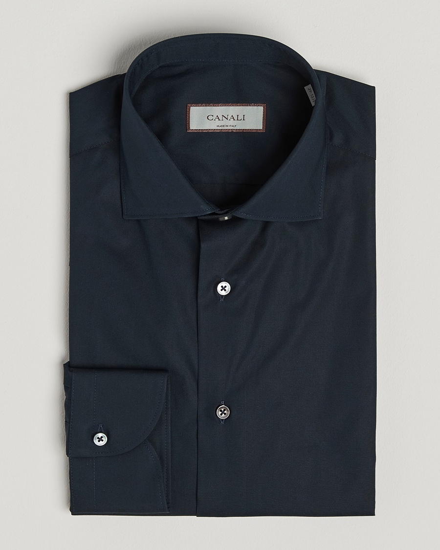 Herre | | Canali | Slim Fit Cotton/Stretch Shirt Navy