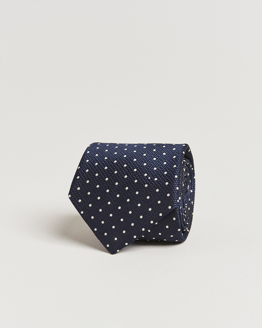 Herre |  | Canali | Micro Dot Silk Tie Navy