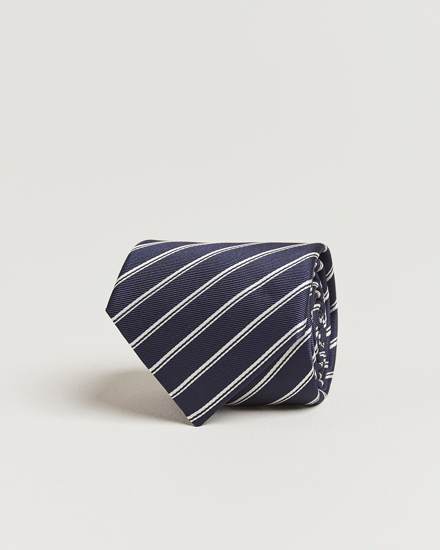 Herre |  | Canali | Regimental Stripe Silk Tie Navy