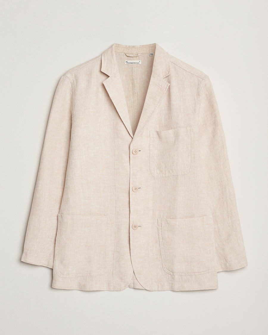 KnowledgeCotton Apparel Linen Blazer Light Feather Grey – Beige