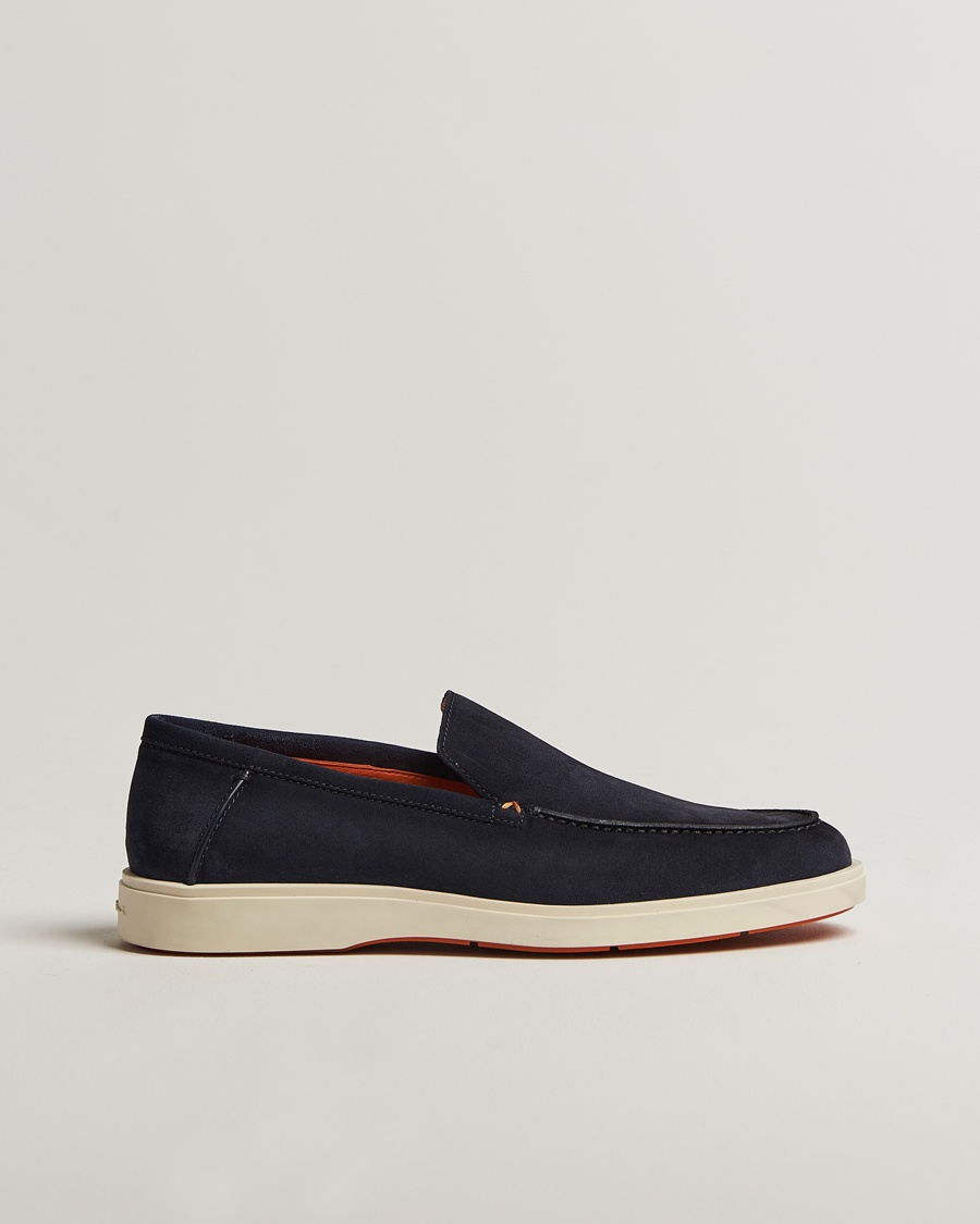 Herre | | Santoni | Detroit Loafers Navy Suede