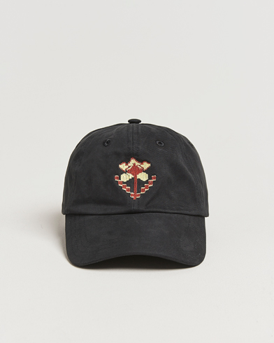 Herre | | Drake's | Flower Embroidered Cap Black