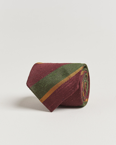 Herre | Nye produktbilleder | Drake's | Shantung Multi Stripe Silk Tie Burgundy
