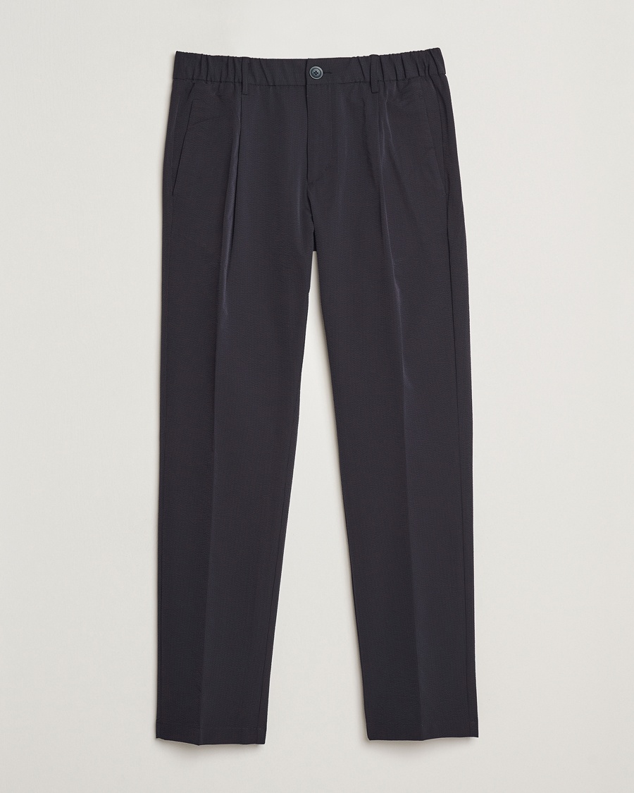 Herno Seersucker Drawstring Pants Navy – Blå