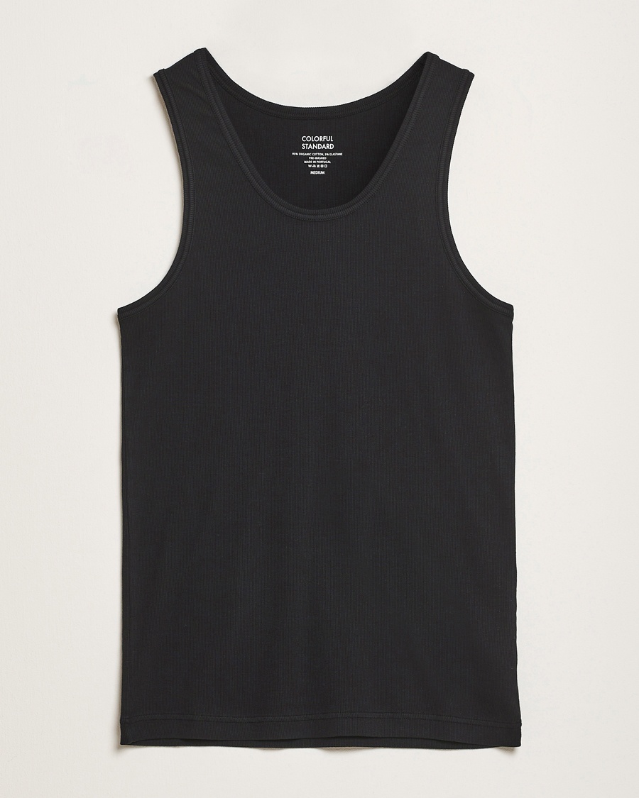 Colorful Standard Organic Rib Tank Top Deep Black – Sort