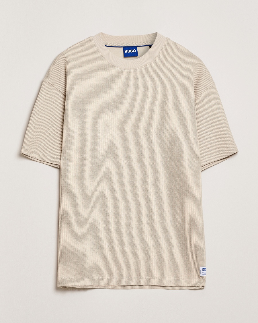 HUGO Waffle Crew Neck T-Shirt Open White – Beige