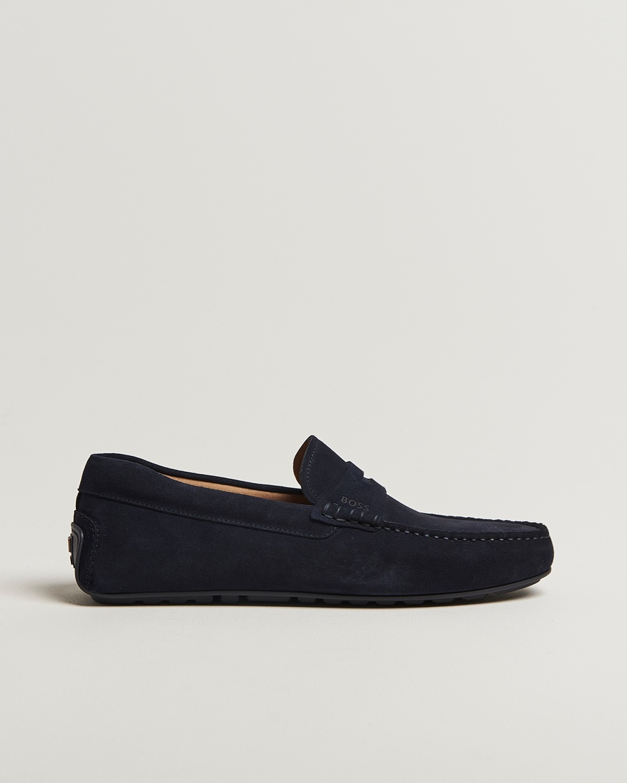 BOSS BLACK Noel Suede Moccasin Dark Blue – Blå