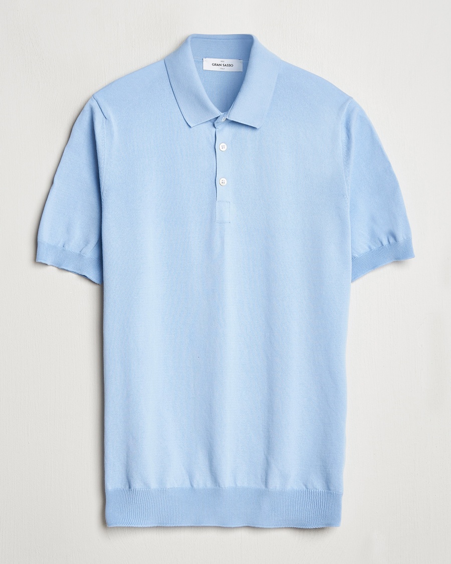 Herre | | Gran Sasso | Cotton Knitted Polo Blue Melange