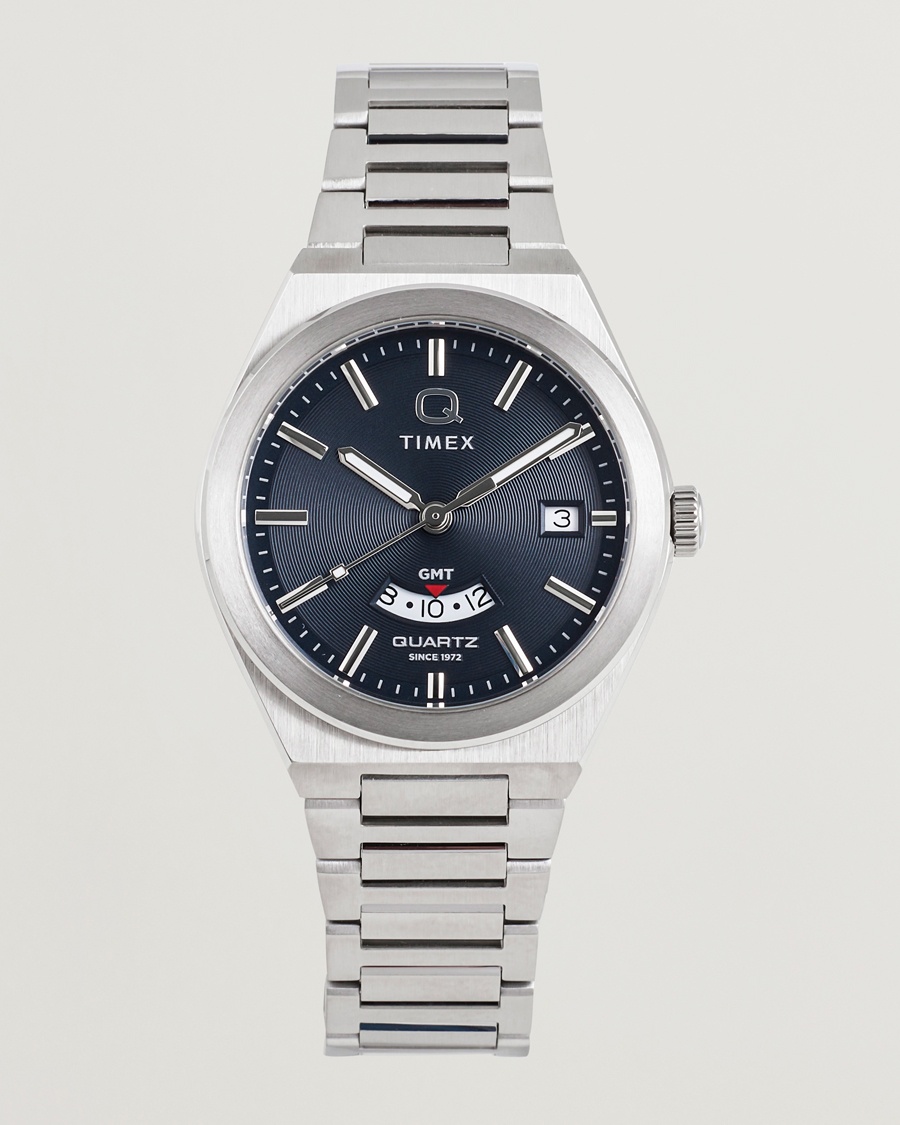 Herre | Stållænke | Timex | Q Continental GMT Stainless Steel 39mm Black Dial