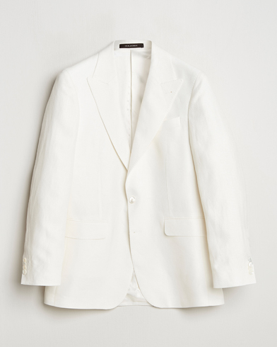 Herre | Blazere & jakker | Oscar Jacobson | Faldo Diagonal Linen/Tencel Tuxedo White
