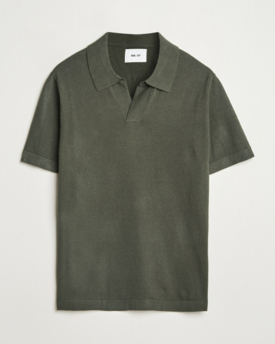 Herre | Nye produktbilleder | NN07 | Ryan Cotton/Linen Polo Croc Green