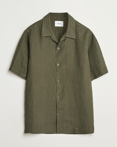 Herre | Nye produktbilleder | NN07 | Julio Linen Resort Shirt Croc Green