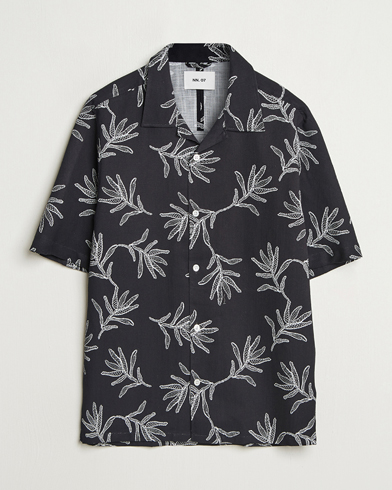 Herre | Nye produktbilleder | NN07 | Ole Printed Cotton/Lyocell Resort Shirt Black