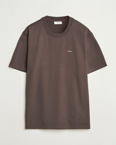 Herre | Nye produktbilleder | NN07 | Adam Logo Crew Neck T-Shirt Coffee