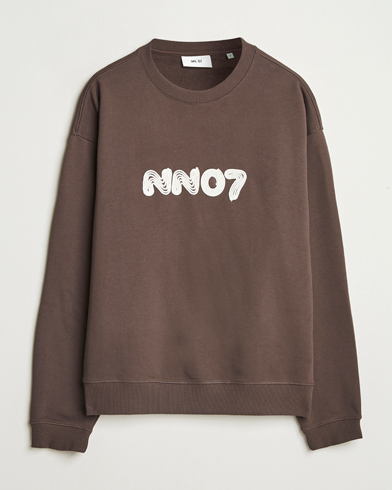 NN07 David Rope Logo Crew Neck Sweatshirt Coffee – Brun