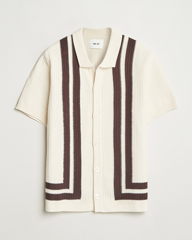 NN07 Ares Knitted Short Sleeve Shirt Ivory – Hvid