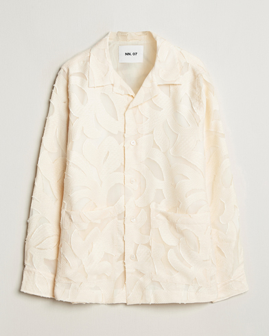NN07 Hank Fil-Coupé Jacquard Overshirt Off White – Hvid